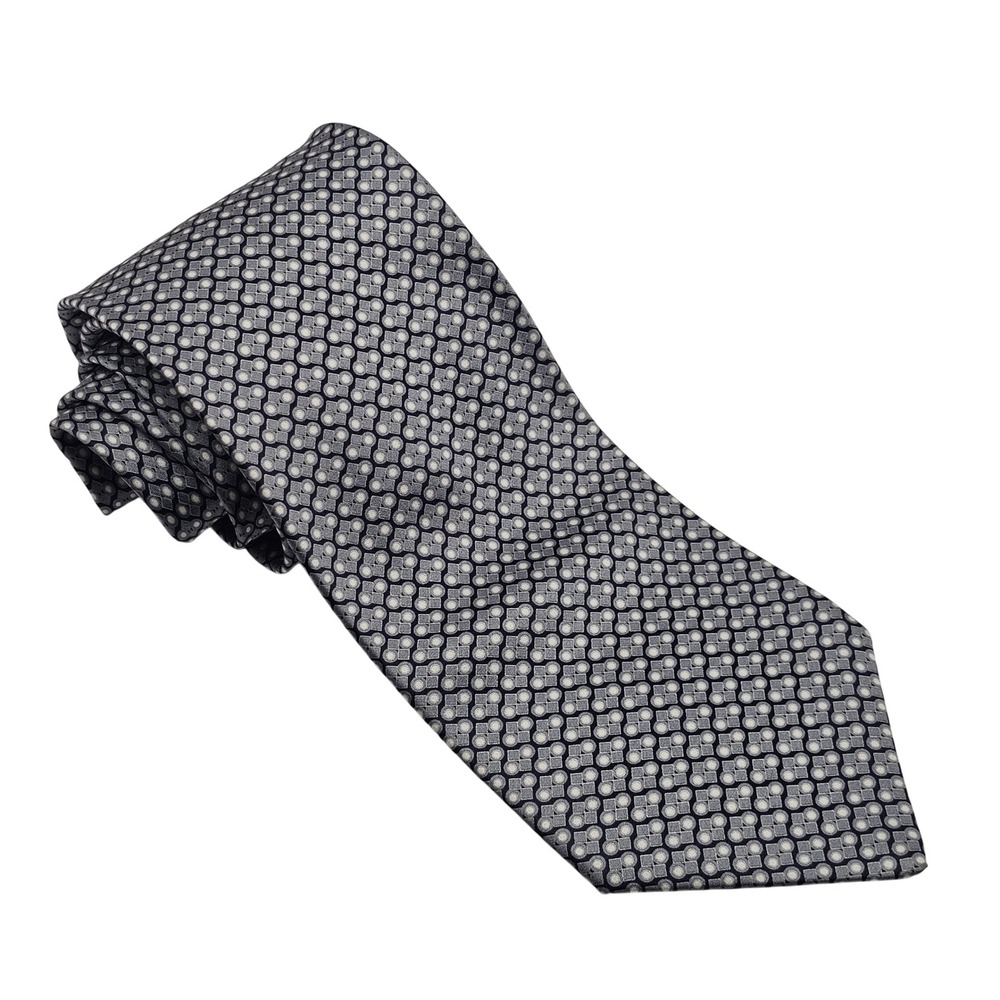 Stefano Ricci Silk TieGrey Blue Geometric Italy Designer Luxury Office Formal